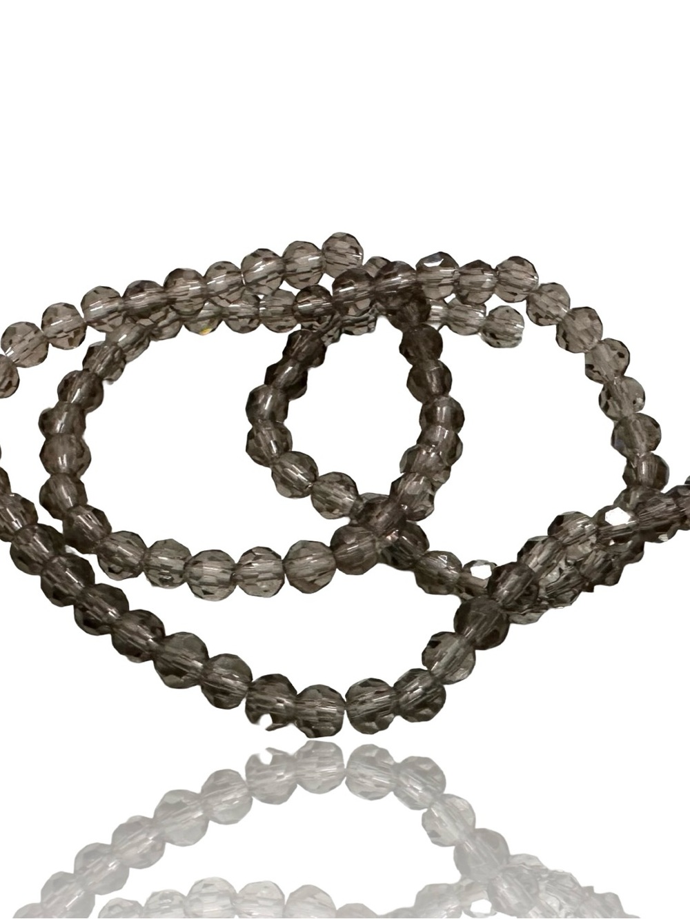 14” Strand Vintage 4mm Faceted Smoky Gray Glass Beads